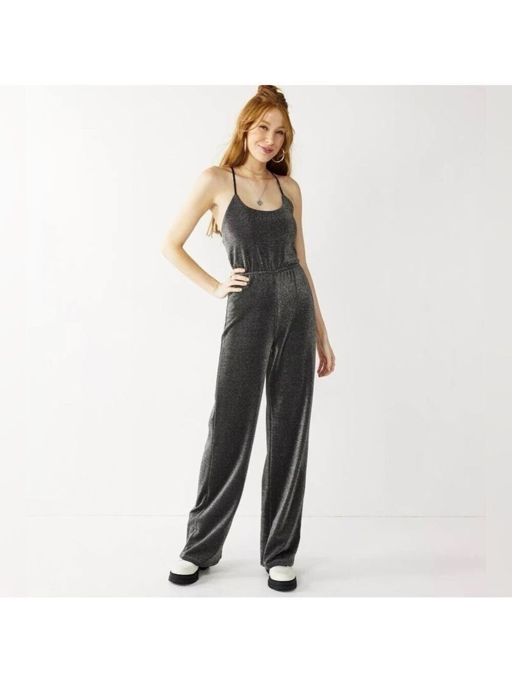 Kohl’s SO Metallic Knit Jumpsuit - Size Junior XL